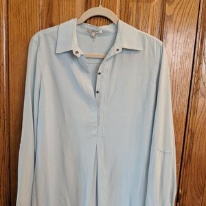 Tyler Boe Light Blue 100% Silk Long Sleeve Tunic